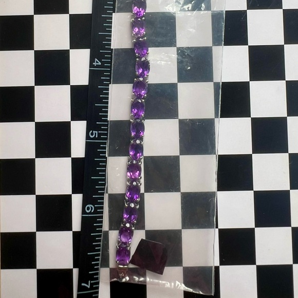 Purple Amethyst 💜 Rhodium Over Sterling Silver Bracelet - Picture 10 of 14